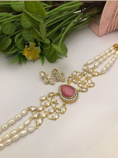 Aganya kreation jewelry Sets Shanika Real Pearl Choker Set - Elegant & Timeless Jewelry 4