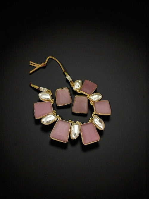 Aganya kreation jewelry Sets Shivakshi Real pearl set Pink