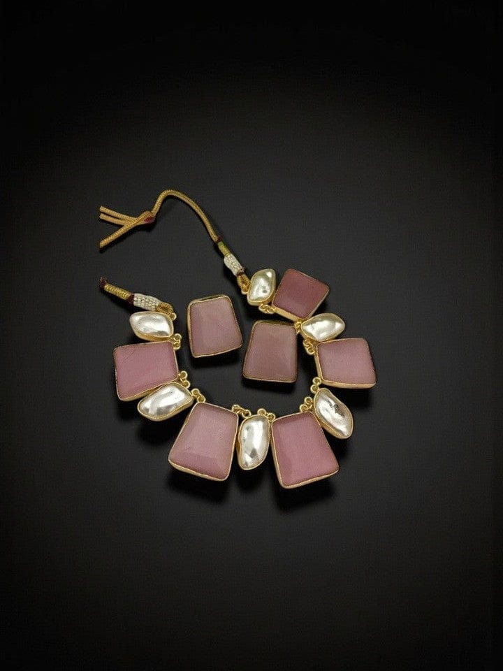 Aganya kreation jewelry Sets Shivakshi Real pearl set Pink