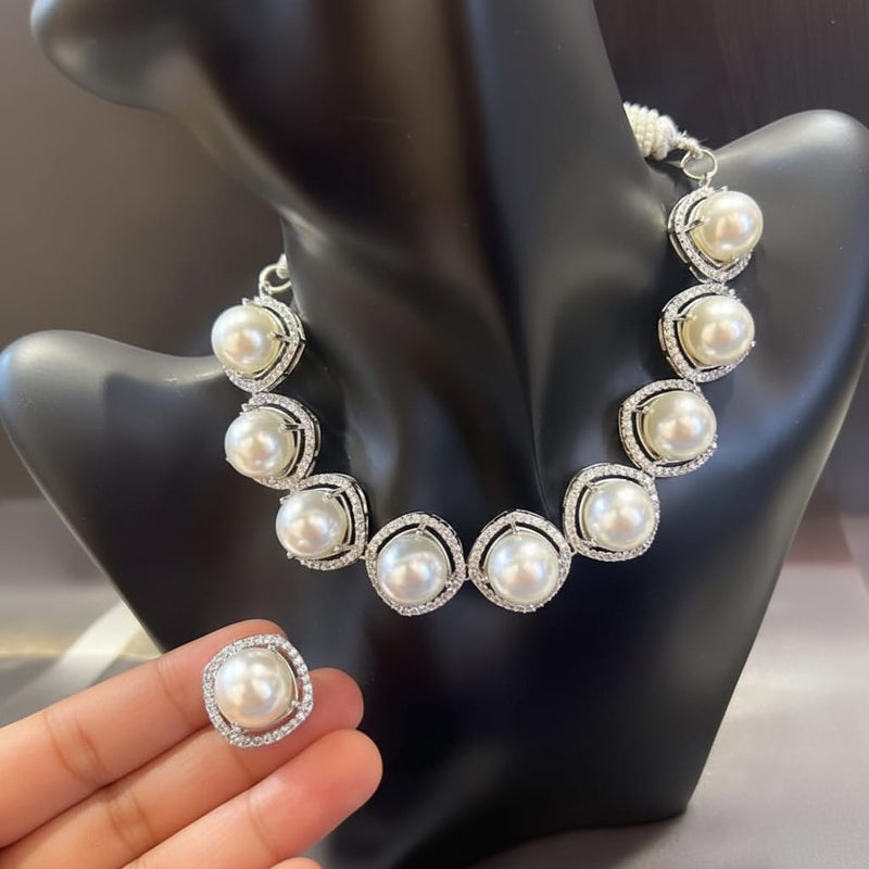 Aganya kreation jewelry Sets Sneha Ad Pearl Set - Elegant Partywear Jewelry