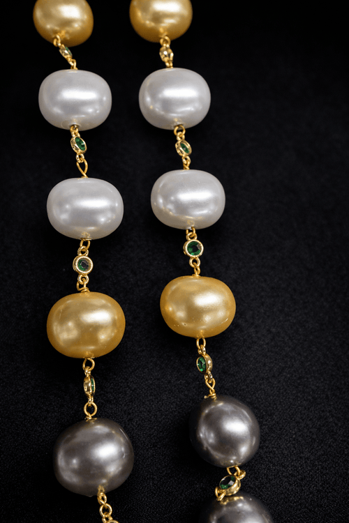 Aganya kreation jewelry Sets Sonalika Mala Set - Elegant Brass Jewelry with Shell Pearls