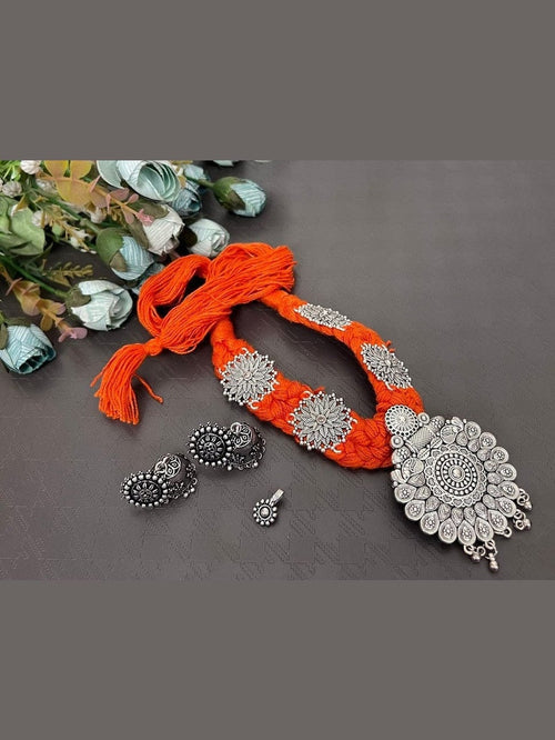 Aganya kreation jewelry Sets Srinika Combo - Exquisite Navratri Accessory Orange