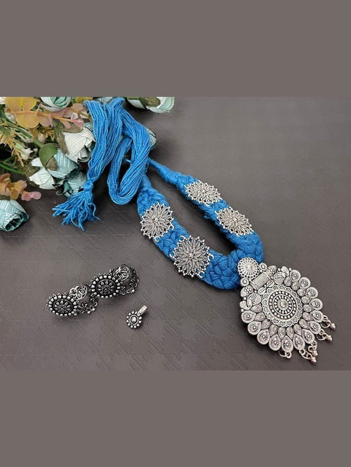 Aganya kreation jewelry Sets Srinika Combo - Exquisite Navratri Accessory Sky blue