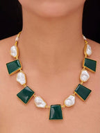 Aganya kreation jewelry Sets Sulochna Shell Pearl Set - Elegant Brass Jewelry