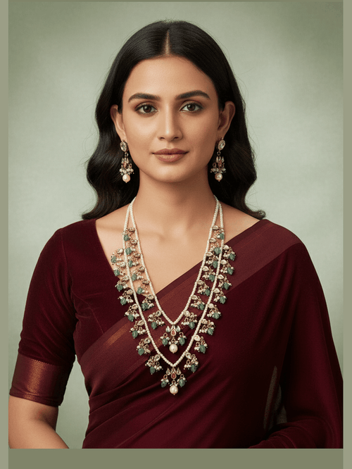 Aganya kreation jewelry Sets Tejaswini Mala Kundan Set - Elegant Brass Jewelry