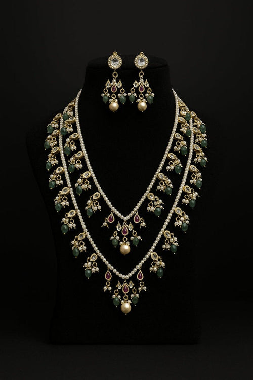 Aganya kreation jewelry Sets Tejaswini Mala Kundan Set - Elegant Brass Jewelry