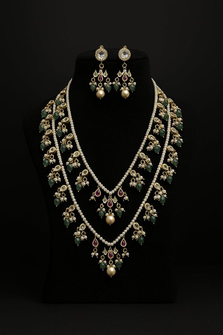 Aganya kreation jewelry Sets Tejaswini Mala Kundan Set - Elegant Brass Jewelry