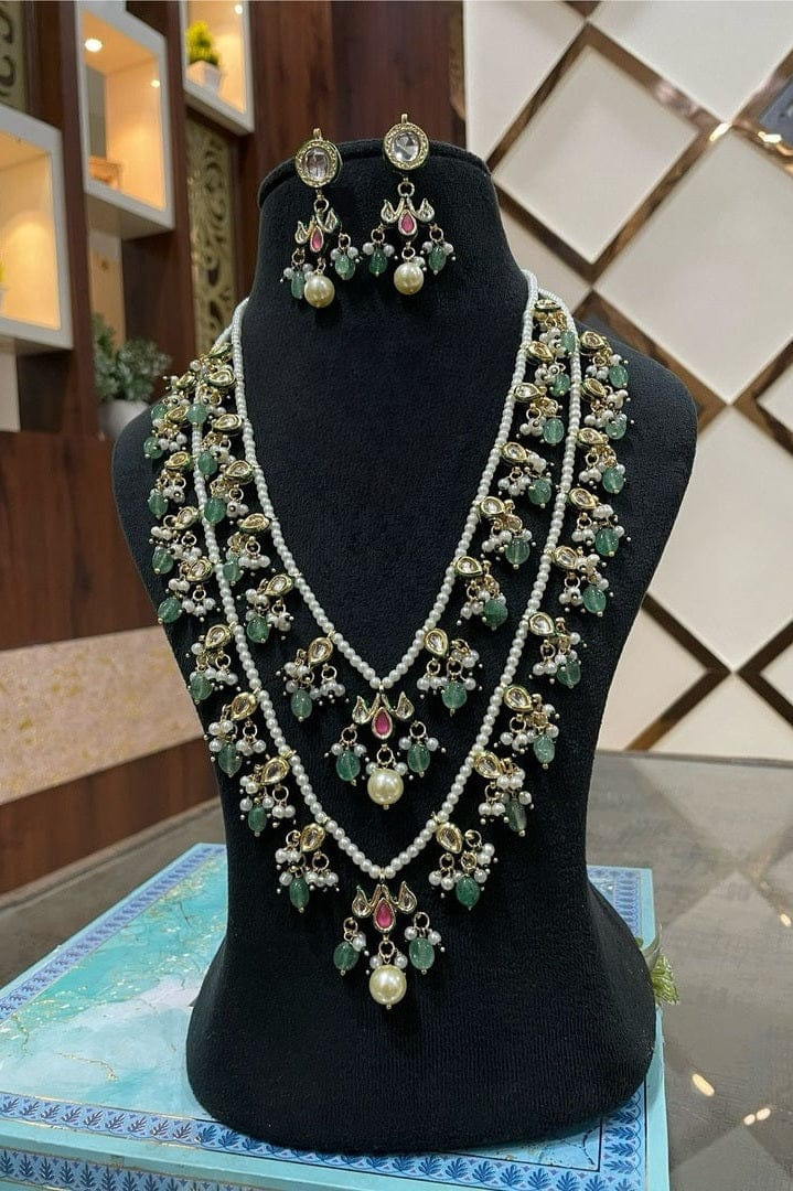 Aganya kreation jewelry Sets Tejaswini Mala Kundan Set - Elegant Brass Jewelry