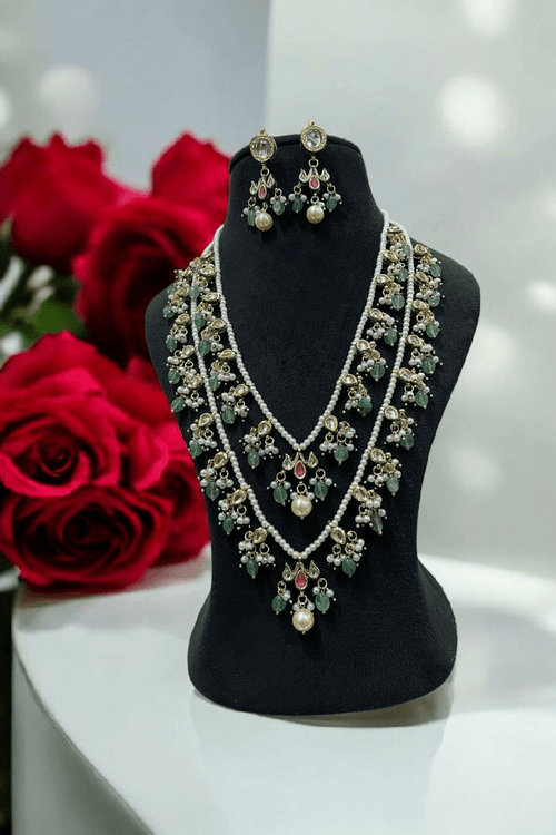 Aganya kreation jewelry Sets Tejaswini Mala Kundan Set - Elegant Brass Jewelry