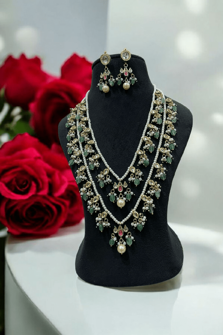 Aganya kreation jewelry Sets Tejaswini Mala Kundan Set - Elegant Brass Jewelry