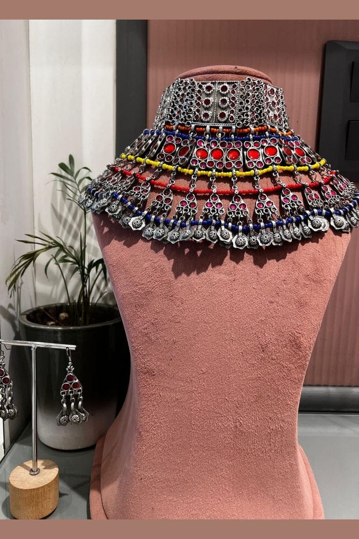 Aganya kreation jewelry Sets Tribal Afghani Afreen Oxidised Set - Vintage Elegance
