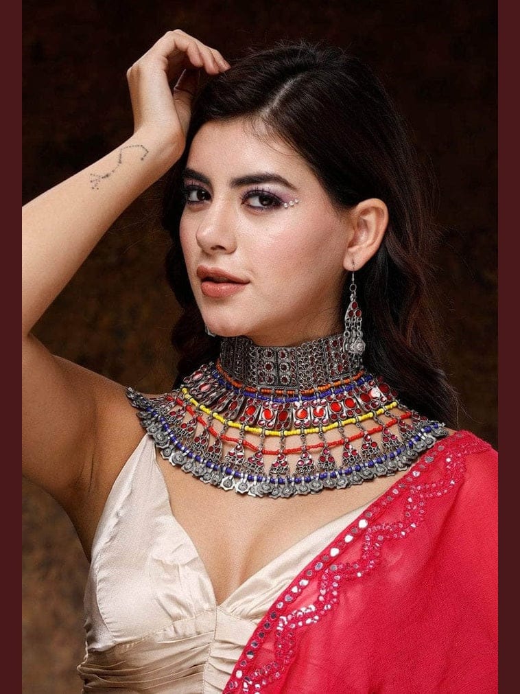 Aganya kreation jewelry Sets Tribal Afghani Afreen Oxidised Set - Vintage Elegance