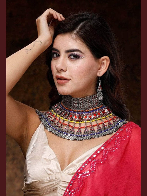 Aganya kreation jewelry Sets Tribal Afghani Afreen Oxidised Set - Vintage Elegance