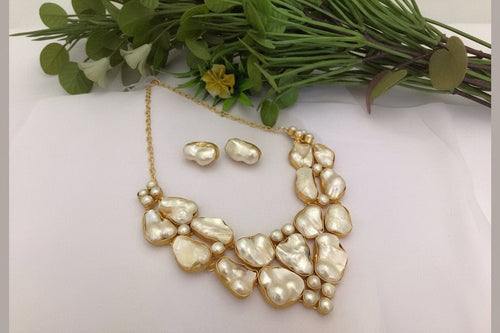 Aganya kreation jewelry Sets Vachaya Real Pearl Set - Elegant Handcrafted Jewelry