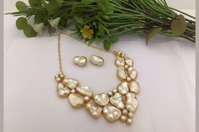 Aganya kreation jewelry Sets Vachaya Real Pearl Set - Elegant Handcrafted Jewelry