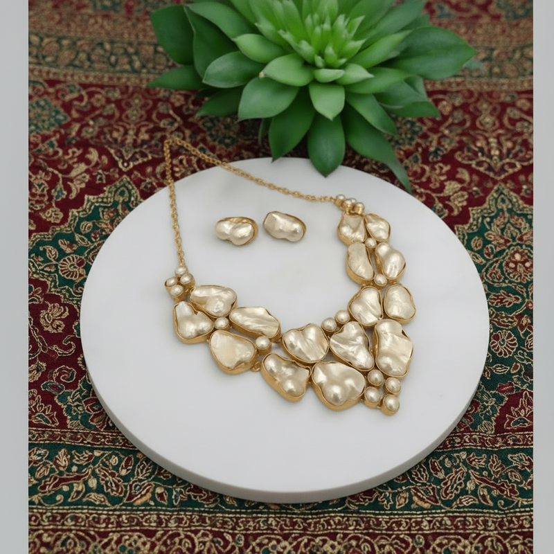 Aganya kreation jewelry Sets Vachaya Real Pearl Set - Elegant Handcrafted Jewelry