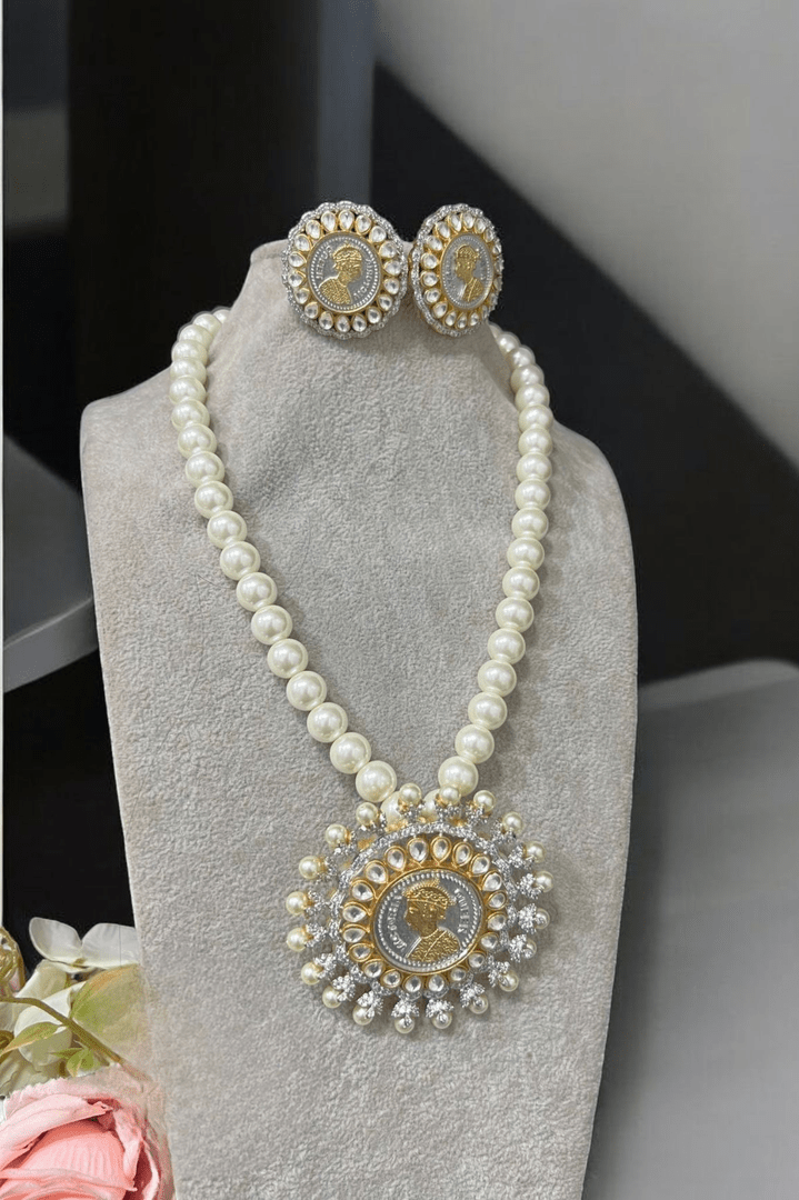 Aganya kreation jewelry Sets Vaidehi Pearl & Kundan Ginni Set - Elegant Jewelry