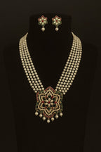 Aganya kreation jewelry Sets Vardini Real Pearl Set - Elegant Brass Jewelry
