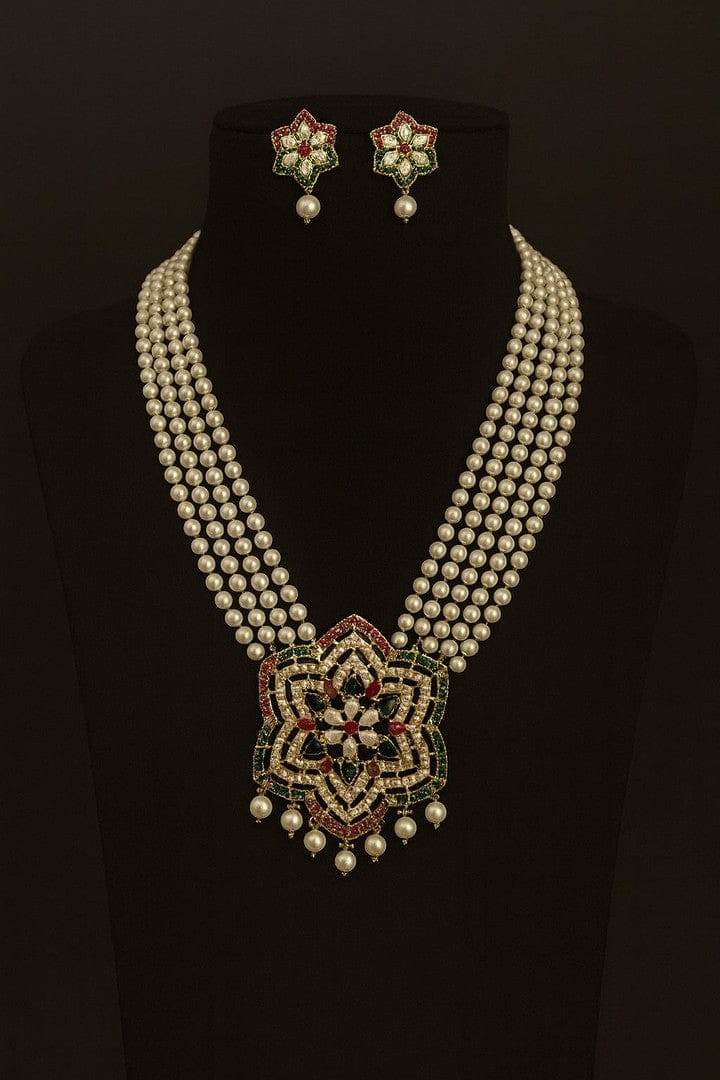 Aganya kreation jewelry Sets Vardini Real Pearl Set - Elegant Brass Jewelry