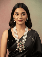 Aganya kreation jewelry Sets Vardini Real Pearl Set - Elegant Brass Jewelry