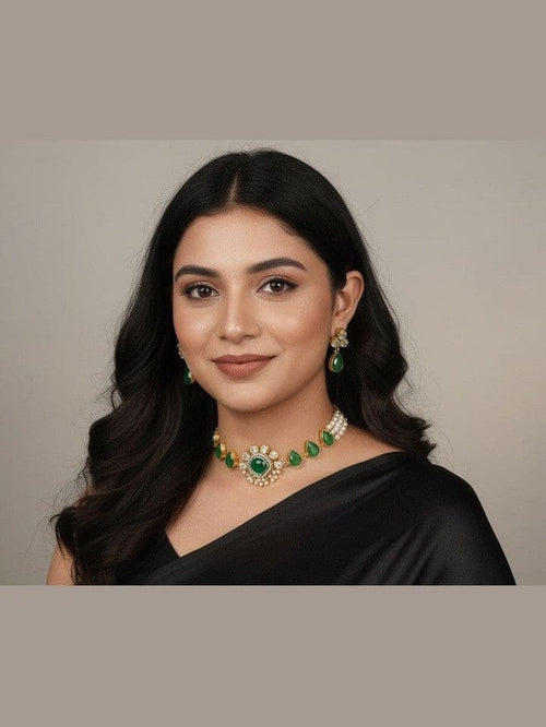 Aganya kreation jewelry Sets Vijisha Real Pearl Choker Set - Elegant & Timeless Jewelry 1