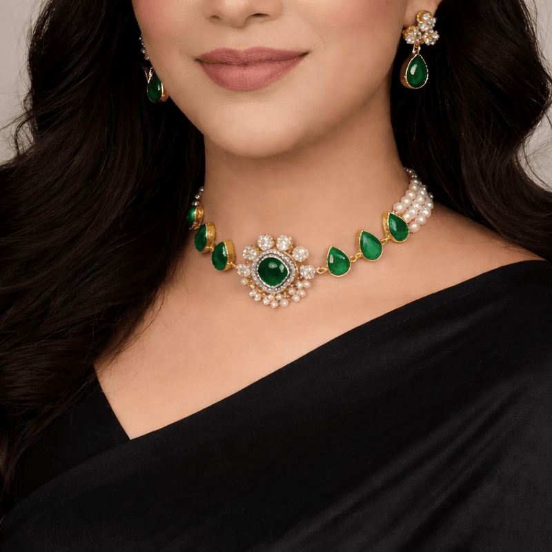 Aganya kreation jewelry Sets Vijisha Real Pearl Choker Set - Elegant & Timeless Jewelry