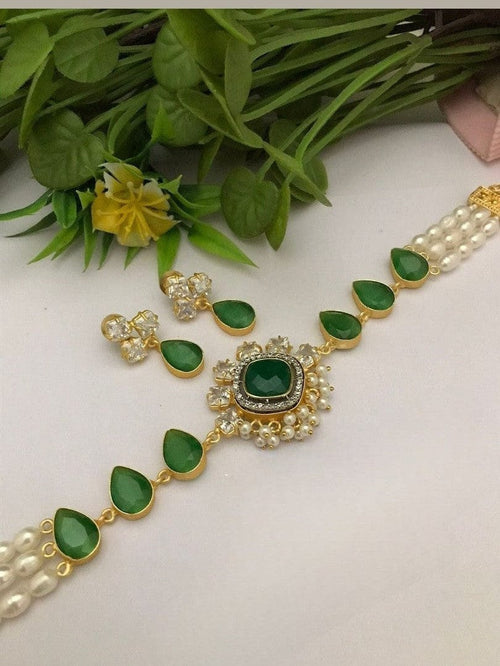 Aganya kreation jewelry Sets Vijisha Real Pearl Choker Set - Elegant & Timeless Jewelry
