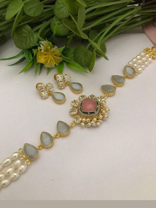 Aganya kreation jewelry Sets Vijisha Real Pearl Choker Set - Elegant & Timeless Jewelry 2