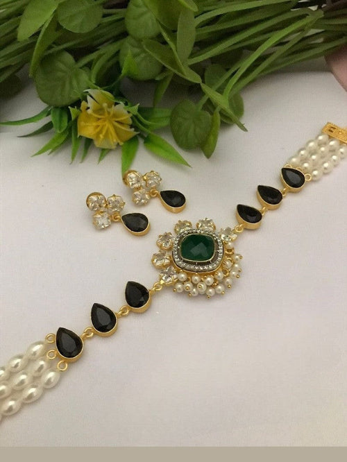 Aganya kreation jewelry Sets Vijisha Real Pearl Choker Set - Elegant & Timeless Jewelry 3