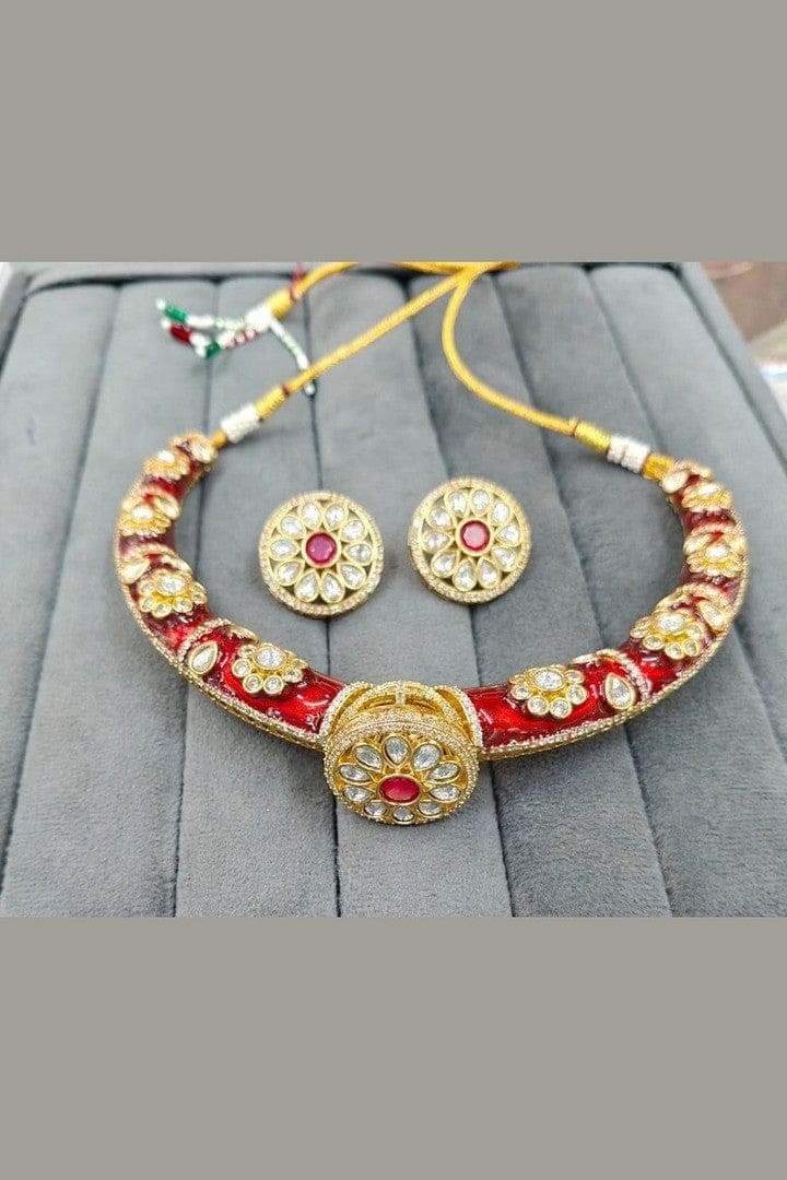 Aganya kreation jewelry Sets Warisha Designer Kundan Wedding Hasli Set
