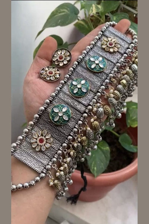 Aganya kreation jewelry Sets Zara Set - Elegant Ethnic & Western Jewelry Style Dark green