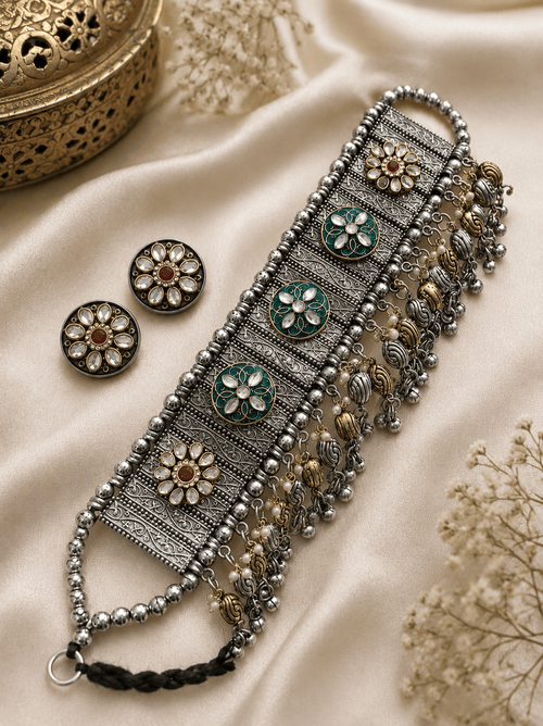 Aganya kreation jewelry Sets Zara Set - Elegant Ethnic & Western Jewelry Style Dark green