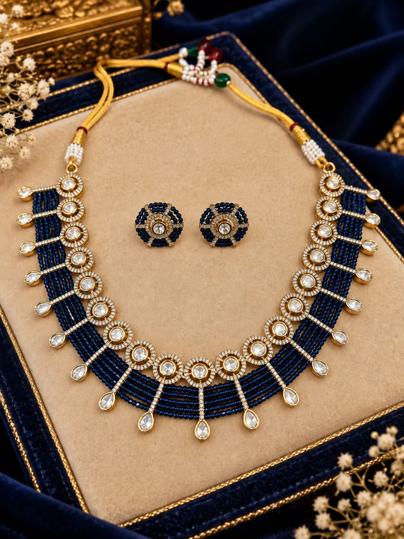 Aganya kreation Jewelry Yutika Hydro Beads Masonite Polki Kundan Necklace Set