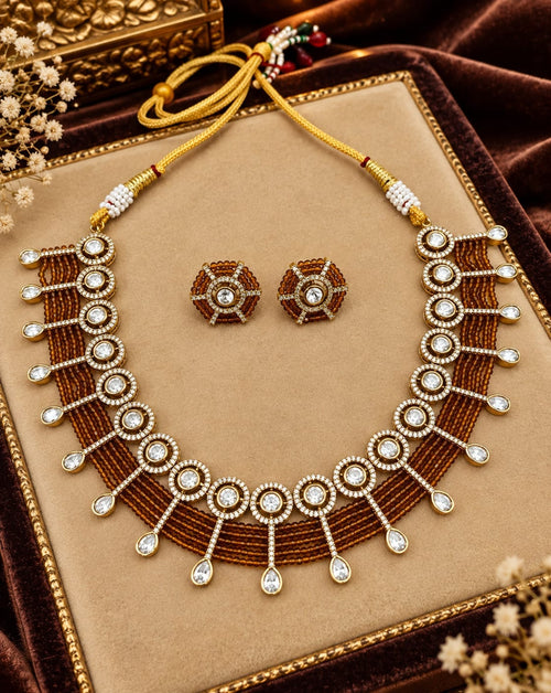 Aganya kreation Jewelry Yutika Hydro Beads Masonite Polki Kundan Necklace Set