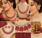 Aganya kreation Jewelry Yutika Hydro Beads Masonite Polki Kundan Necklace Set