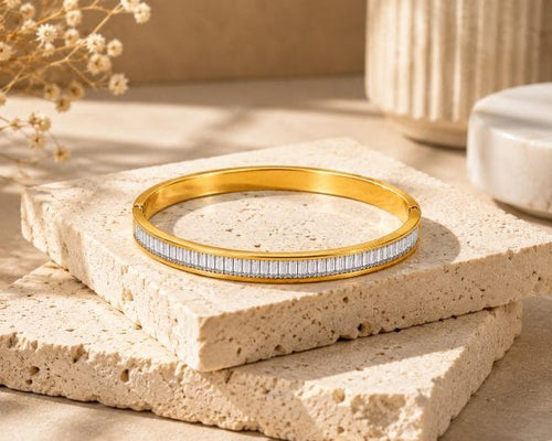 Aganya kreation Jewelry Zinnia Bracelet 18k Gold Plated Stainless Steel Tarnish Free Waterproof Female Jewellery