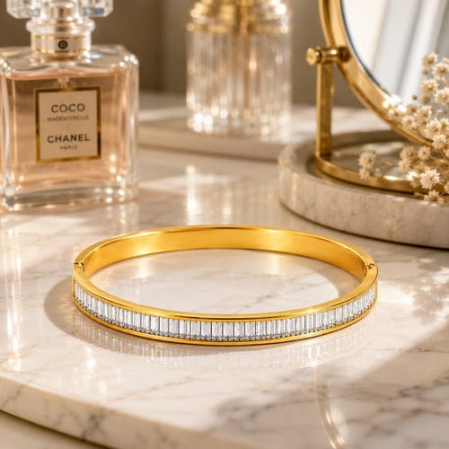 Aganya kreation Jewelry Zinnia Bracelet 18k Gold Plated Stainless Steel Tarnish Free Waterproof Female Jewellery