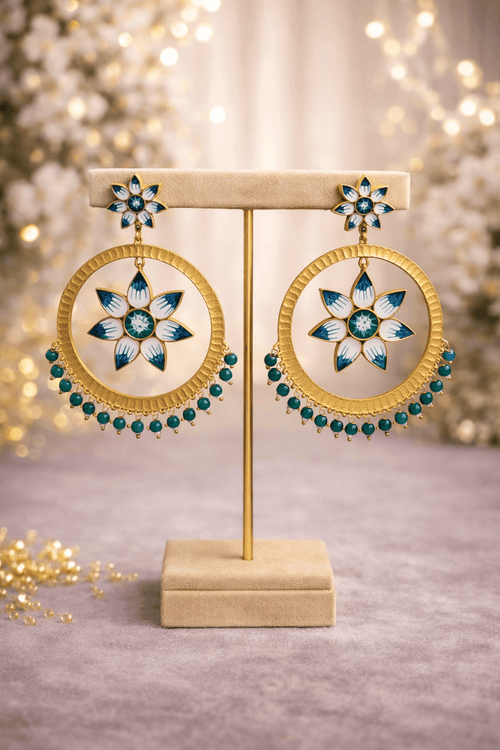 Aganya kreation Jhumka earrings Embellished Chandbali Earrings - Handcrafted Elegance Emerald Green