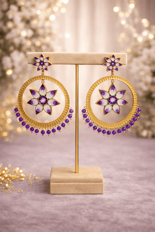 Aganya kreation Jhumka earrings Embellished Chandbali Earrings - Handcrafted Elegance Purple
