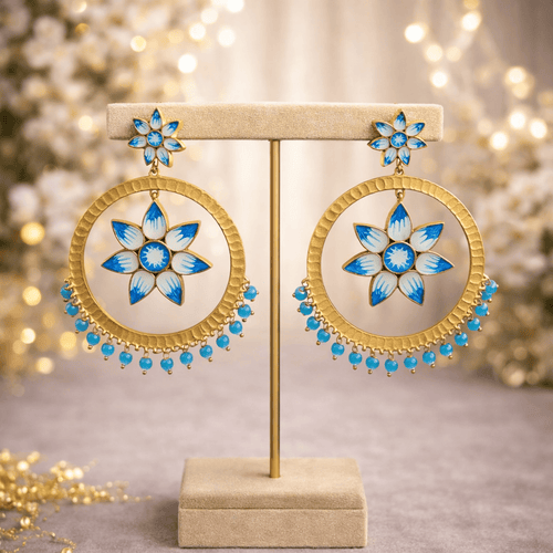 Aganya kreation Jhumka earrings Embellished Chandbali Earrings - Handcrafted Elegance Sky Blue