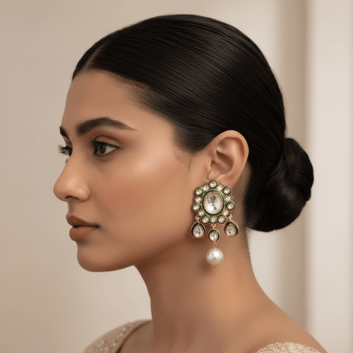 Aganya kreation Jhumka earrings Girija Polki Kundan Earrings - Timeless Elegance