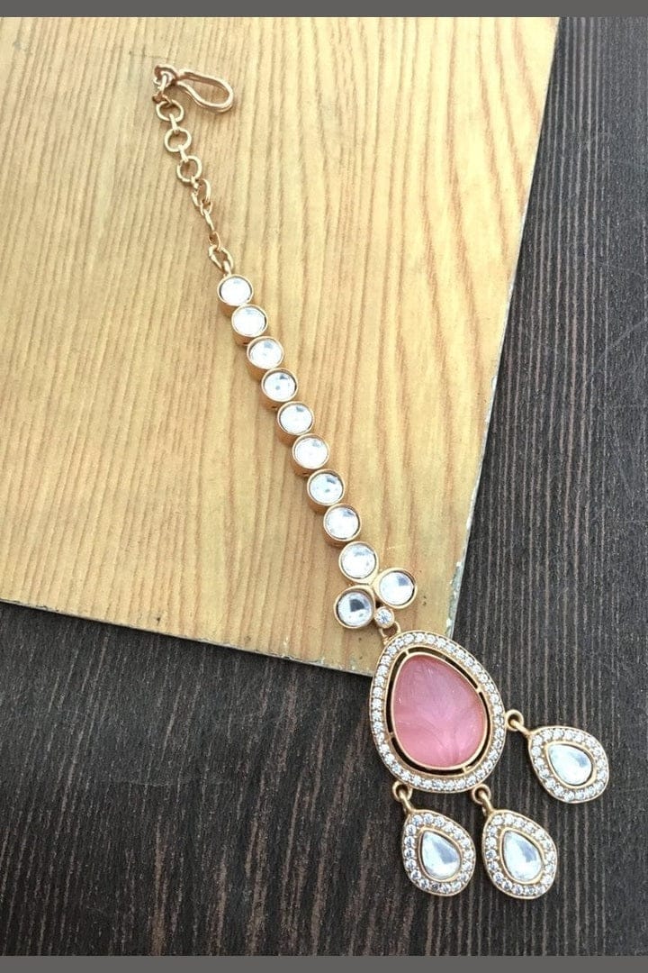 Aganya kreation Mangtika Krutika Mangtika - Elegant Ethnic Jewelry for Every Occasion | For Women & Girls Pastel pink