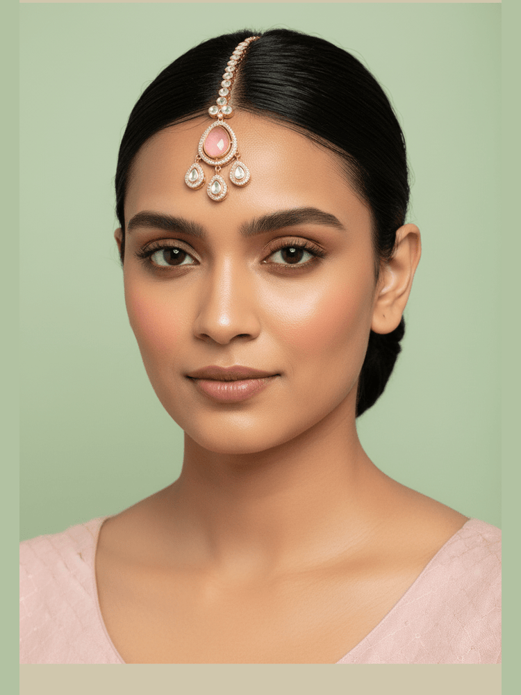 Aganya kreation Mangtika Krutika Mangtika - Elegant Ethnic Jewelry for Every Occasion | For Women & Girls Pastel pink