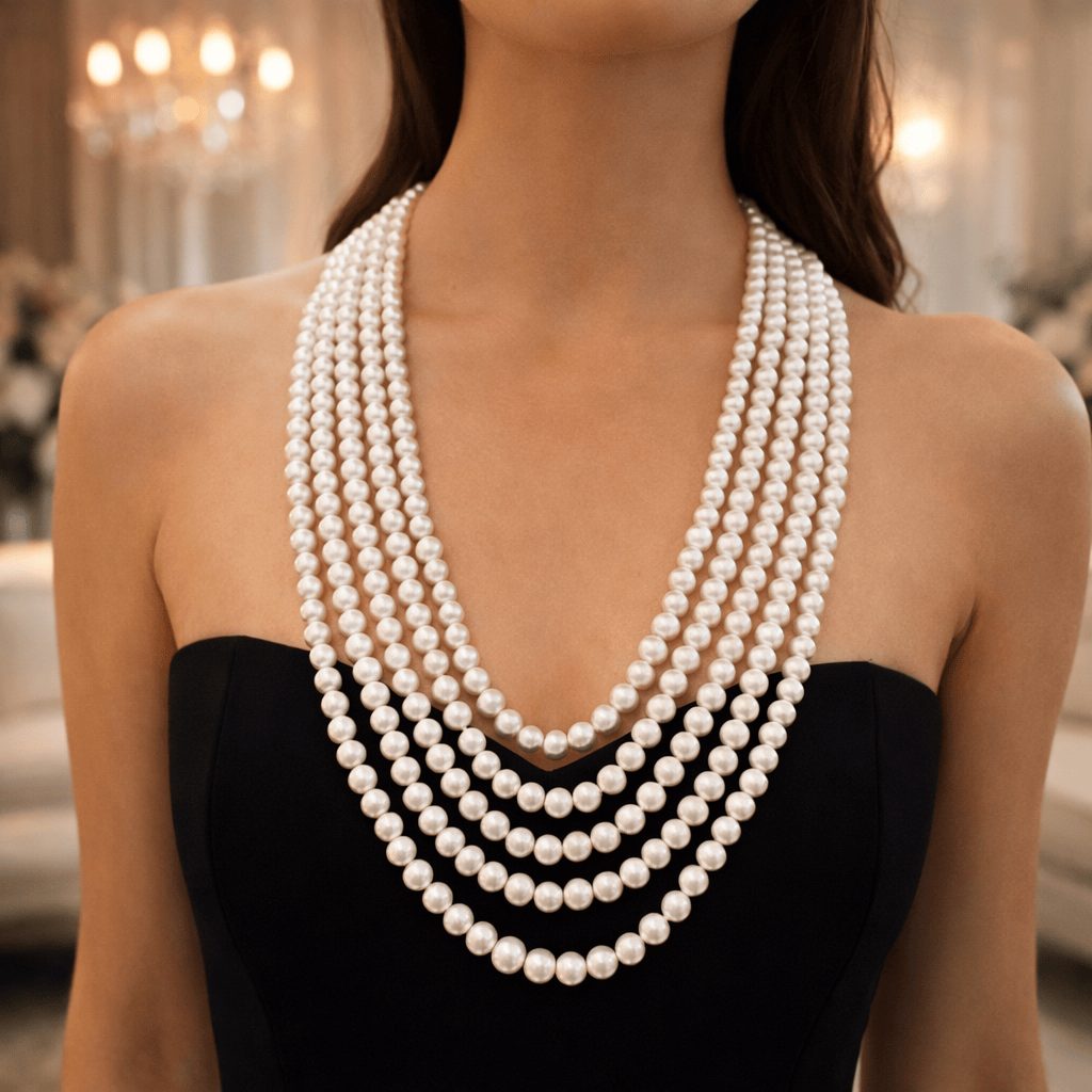 Aganya kreation Necklaces 5 Layer Fresh Water Pearl Mala - Elegant Jewelry Piece