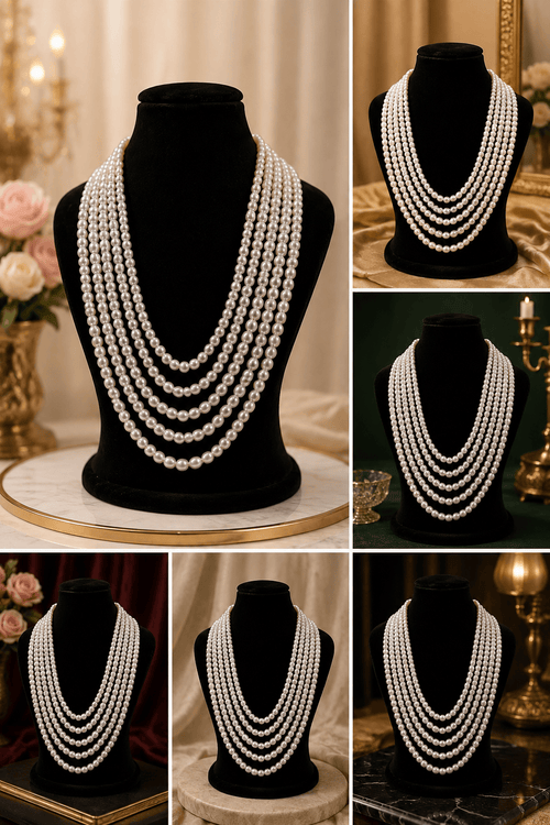 Aganya kreation Necklaces 5 Layer Fresh Water Pearl Mala - Elegant Jewelry Piece