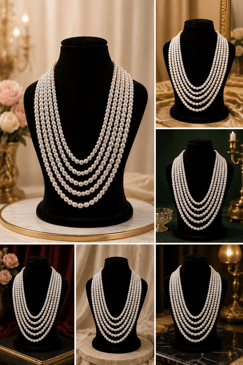 Aganya kreation Necklaces 5 Layer Fresh Water Pearl Mala - Elegant Jewelry Piece
