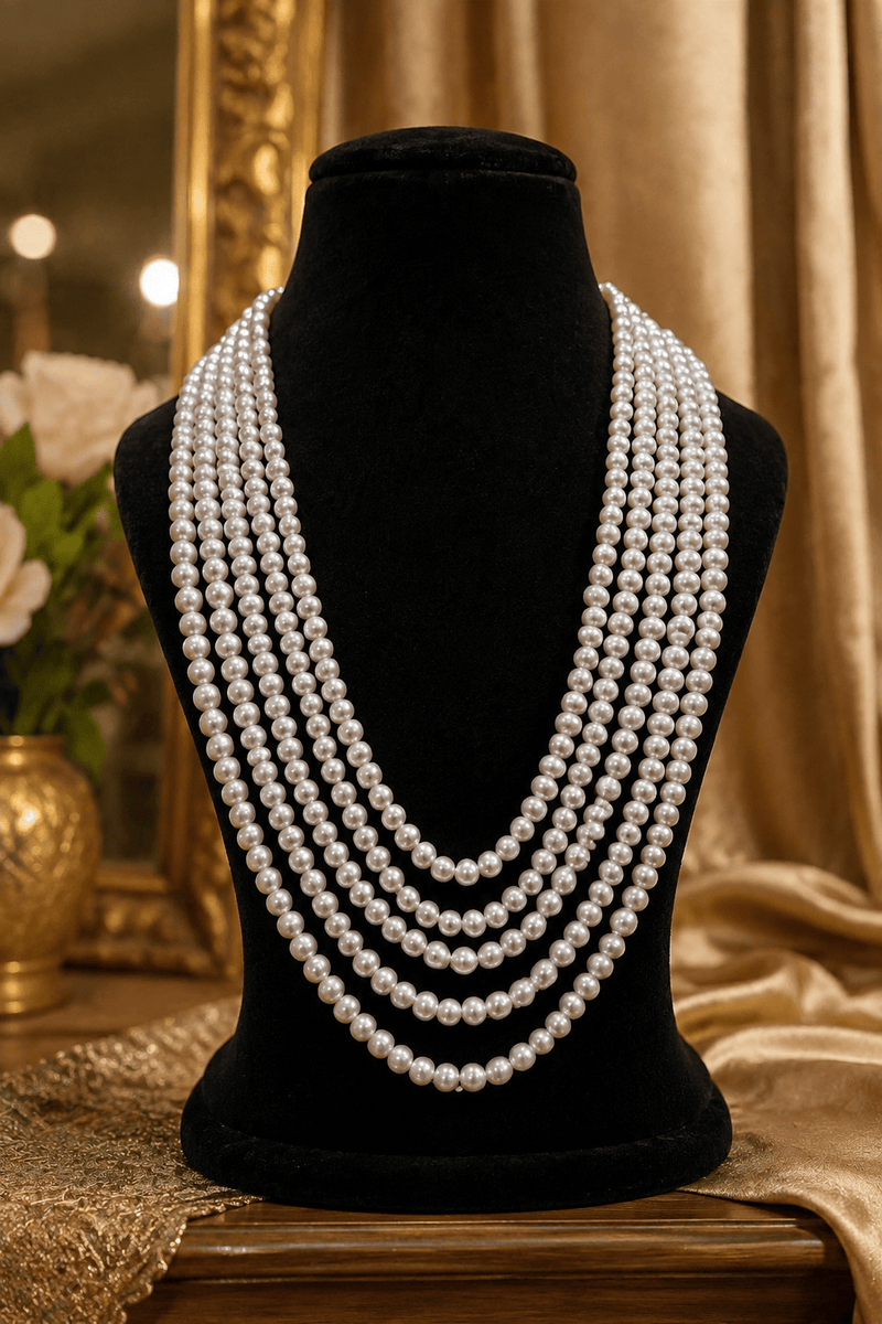 Aganya kreation Necklaces 5 Layer Fresh Water Pearl Mala - Elegant Jewelry Piece