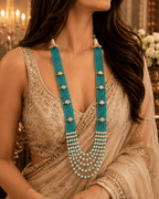 Aganya kreation Necklaces Alka Premium Onyx Stone Mala with CZ Accents | Designer Long Necklace