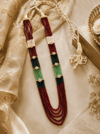 Aganya kreation Necklaces Alka Premium Onyx Stone Mala with CZ Accents | Designer Long Necklace