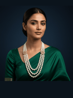 Aganya kreation Necklaces Alka Real Pearl Necklace - Elegant Brass & Golden Plating
